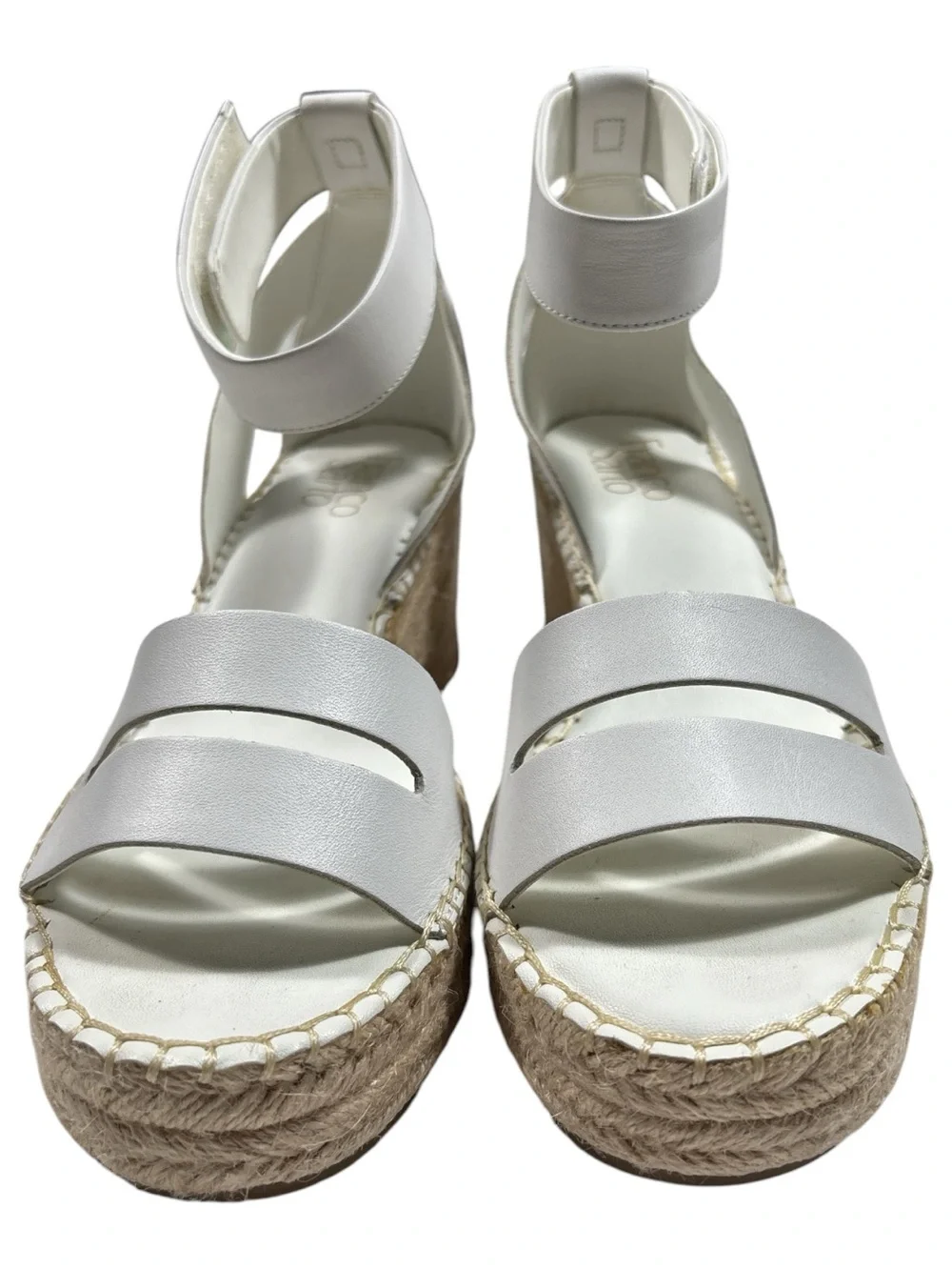 Franco Sarto White Espadrille Ankle-Wrap Wedge Sandals